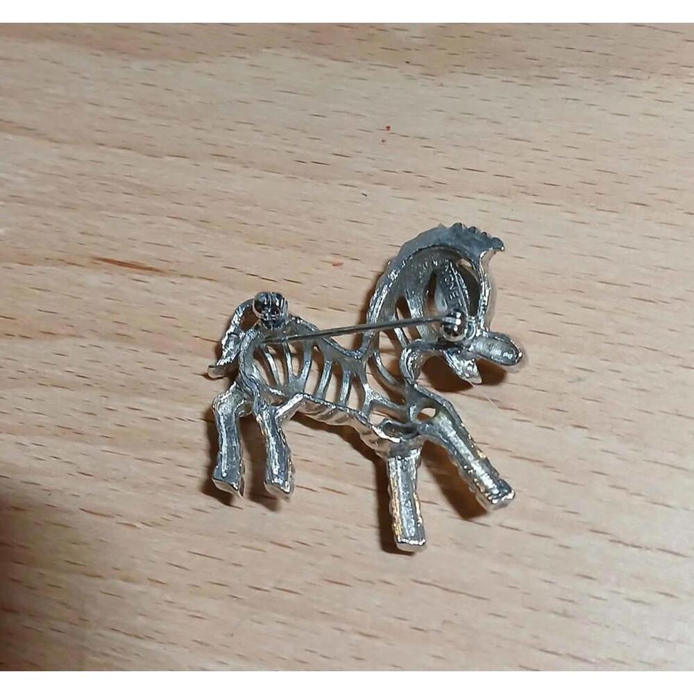 Monet Zebra Silver Tone Brooch Pin - Picture 2 of 5